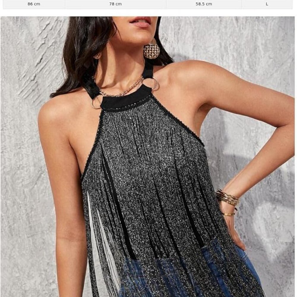 Shein Bae Ring Fringe Halter top size small